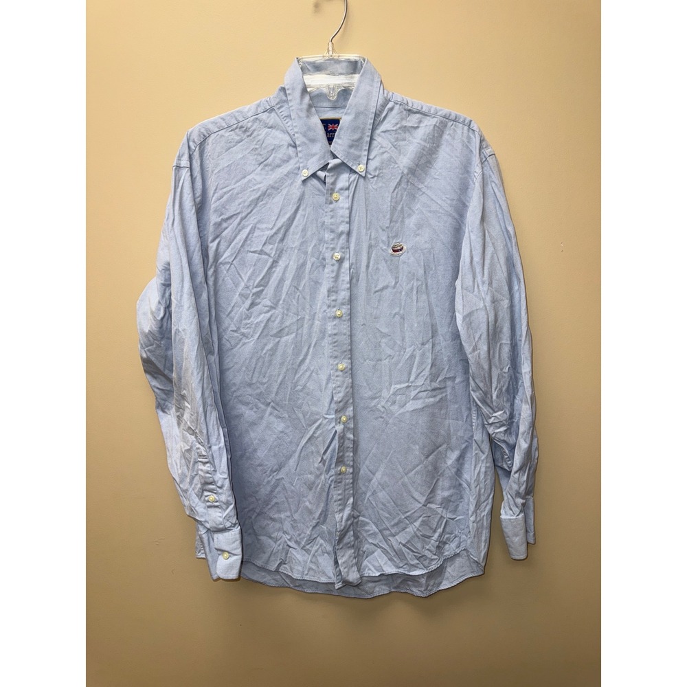 T. Harris London Mens Light Blue Cotton Oxford Button Down Shirt 16 34/35 Hat